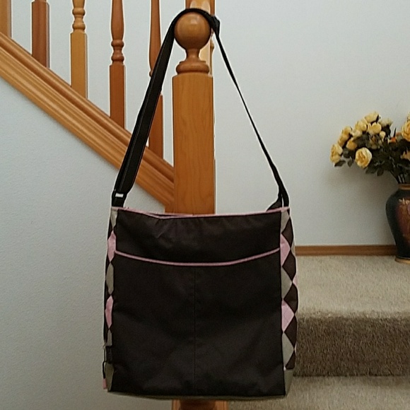 Handbags - Brown and pink over shoulder tote.